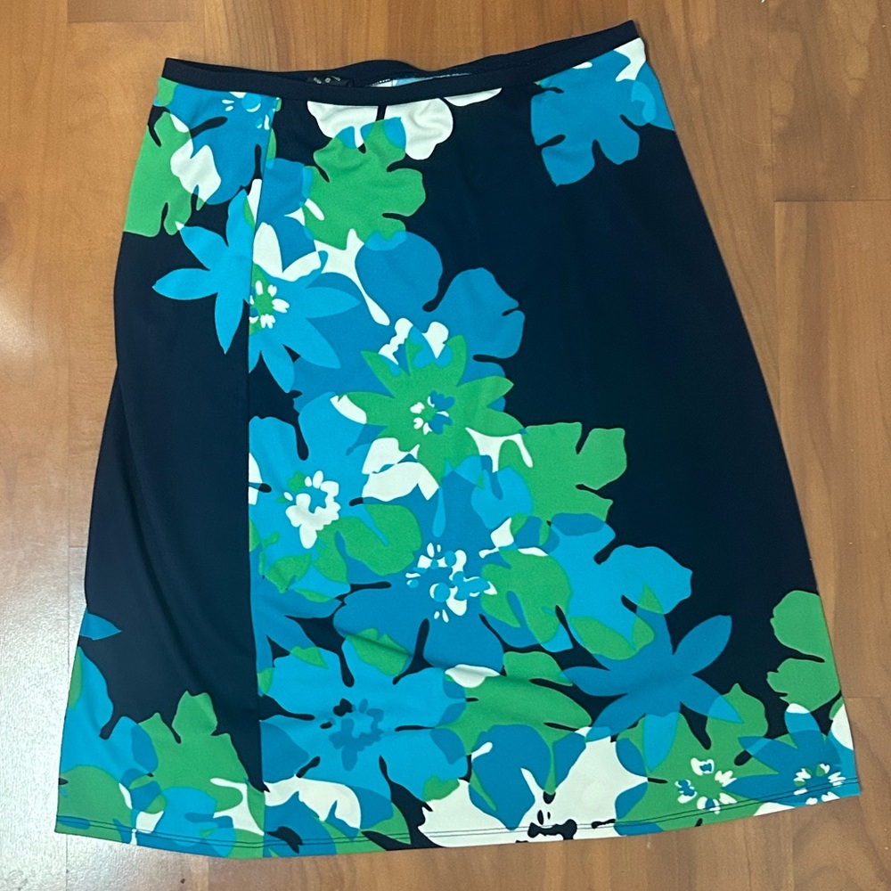 Express Blue and Green Floral Skirt